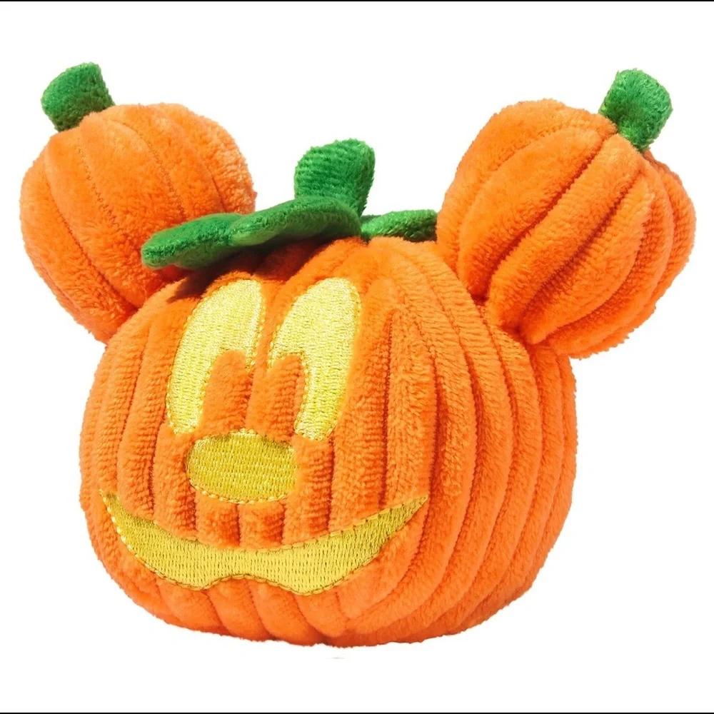 DISNEY HALLOWEEN MICKEY MOUSE PUMPKIN HEAD SMALL PLUSH JACK O LANTERN CAT TOY